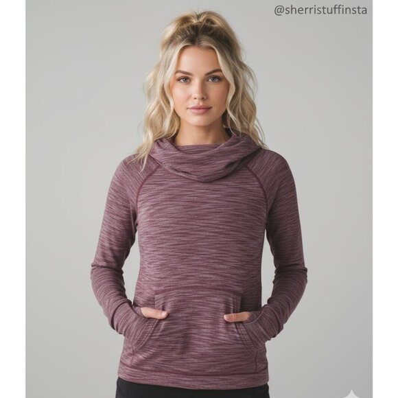 EXCELLENT Lululemon Healthy Heart Pullover Long Sleeve Hoodie Black Cherry 6 - Picture 1 of 8